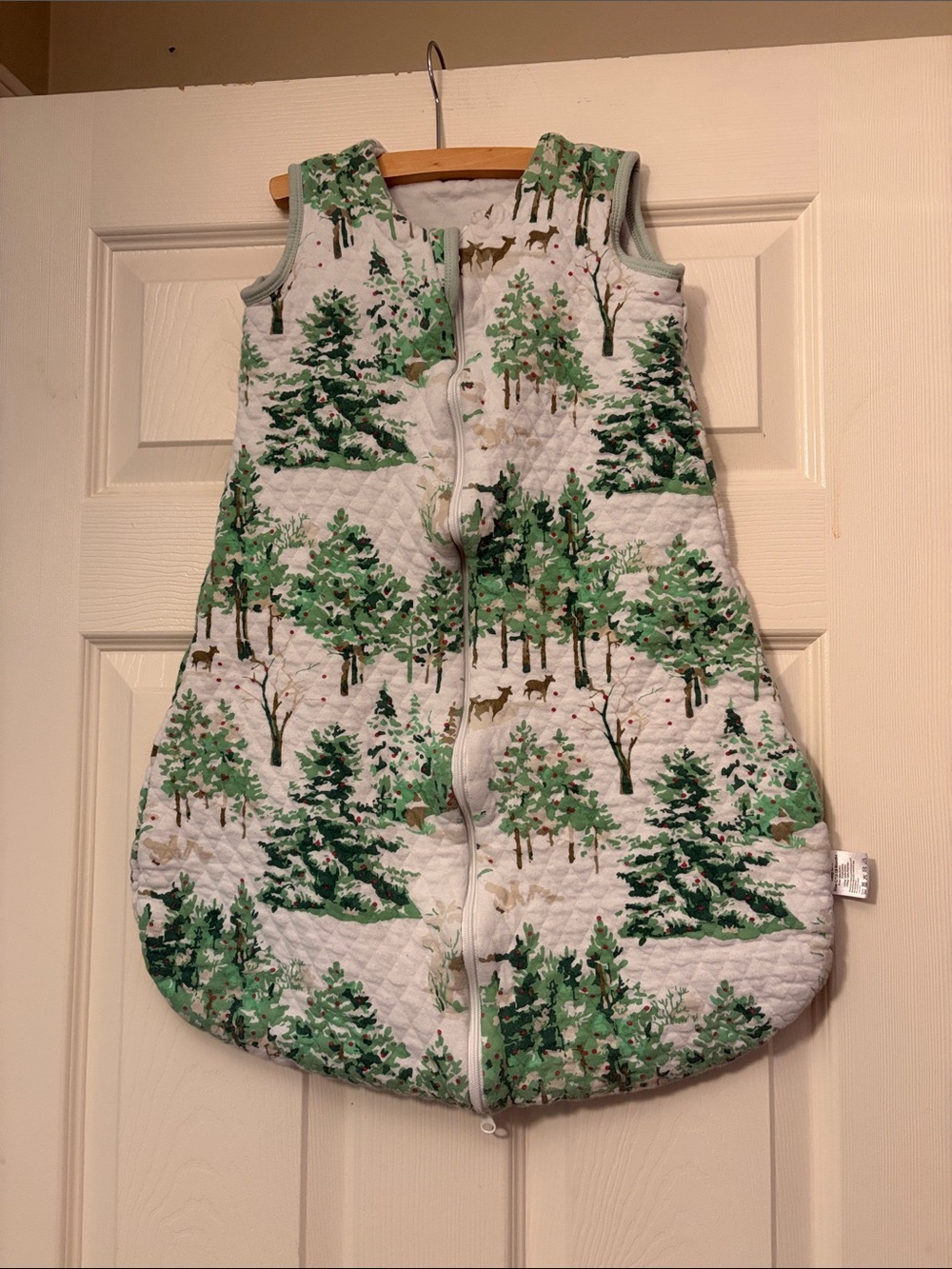 Quilted Kids Sleep Sack in Green Woodland Print